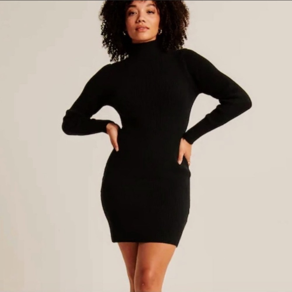 Black turtleneck sweater dress